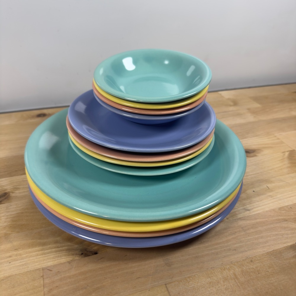 Vintage Laurel of California Mariposa Dinnerware Set 12pc Service for 4 Pastel